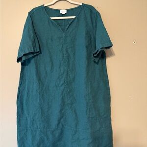Teal Linen Dress